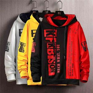 Moletom Men's Hip Hop Solto Hoodie Homens Tops Streetwear Primavera Carta de Outono Impresso Pullovers Homens Roupas 210728