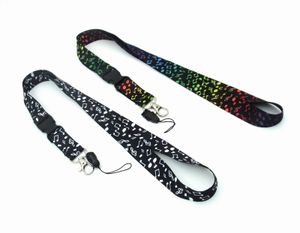 Cell Phone Straps & Charms Hot New 10pcs Musical note rainbow Lanyard Keychain Key Chain ID Badge Mobile phone holder Neck Strap for women men #053