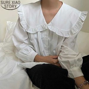 Fashion Women Blouses Spring Women White Blouse Shirt Korean Version Ins Sweet Temperament Tops Doll Collar Shirt 14037 210527