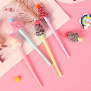 Wholesale pcs supplies for sale - Group buy Gel Pens Kawaii Pen Creative Cute Knitted Hat mm Black Ink Student Writing Tool Escolar Papelaria School Office Supplies