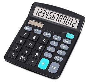 Elektroniska kalkylatorer, Standard Function Electronics Calculator, 12-siffriga LCD-skärm, handhållen för daglig och grundläggande kontor, svart
