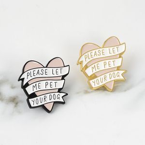 Pins, Broşlar Kalp Broş Emaye Pin Metal Siyah Pembe Rozet Hayvan Pet Köpek Severler Şapka Çanta Için Gömlek Yaka Toka