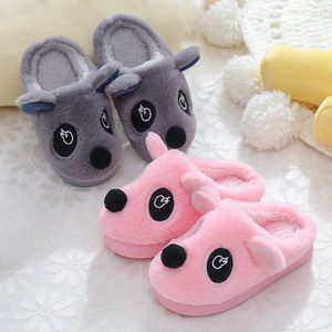 Skoex Winter Children Casual Cotton Shoes Boys Girls Fashion Cartoon Plus Cashmere Warm Shoe Comfortable Light Kids Home Slipper G1025