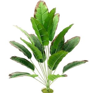 70cm 18 gaffel konstgjorda grön sällsynta växter tropisk plast banan träd stor inomhus fake palm leaf branch el office home deco 210624