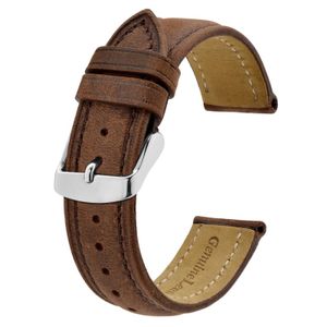 Anbeer 14-24-mm-Uhrenarmband, Retro-Uhrenarmband aus echtem Leder, Vintage-Ersatzarmband für Herren und Damen, polierte Schnalle H0915