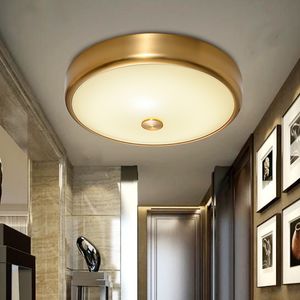Modern Round Glass shade Ceiling Light LED Living Room Bedroom Brass lamp Restaurant Aisle Corridor lamps