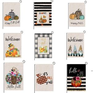 Happy Fall Banners Thanksgiving Double Sides Garden Flags 47 * 35cm Pumpa Turkiet Linen Flag Multistyle Heminredning RRD11506