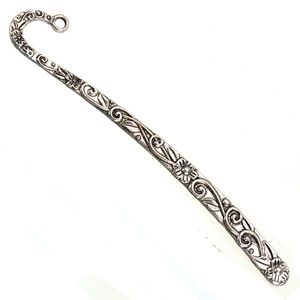 Antique Silver Bookmarks School Stationery DIY Tassels Charms Flat Curve Flower Double Design Pendant Metal Jewelry Accessories 123*20*3mm 30pcs/lot