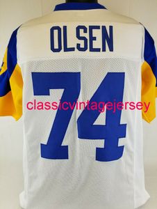 Män kvinnor ungdom Merlin Olsen Custom White/Yellow Football Jersey