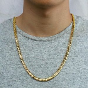 Cadenas Collares de 7 mm para hombres Mujeres Mujeres Rombo de oro Rombo Collar Collar de moda de la cadena del espejo de la espiga