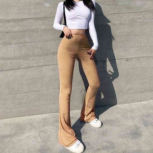 Kobiety Casual Spodnie Retro Vintage Corduroy Wiosna Lato Wysoka Talia Luźne Szczupła Solidna Koreańska All-Mecz Prosto-Noga 211124