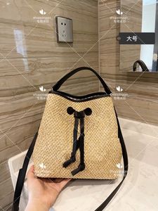 Wholesale small satin drawstring bags for sale - Group buy Designer Bucket Bag Summer Beach Handbags mades wovens straw leather and made of woven large volume woman s must have travel handbag