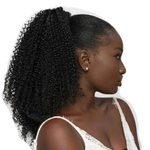 Brazilian kinky curly Human Hair Ponytail for black women Drawstring Ponytails Remy Available Clip in Pony Tail haiis extensions 140g