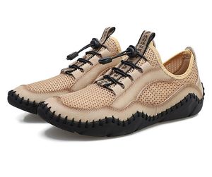 Sandaler män andas mesh designer ko läder skor manlig bekväma mjuka genomskinliga sula män casual shoe