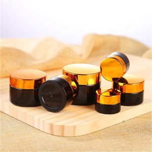 5G 10G 15G 20G 30G 50G Amber Brown Glass Face Face Jar garrafa de garrafa cosmética Jarra de maquiagem Recarregável garrafas de loção vazia embalagem