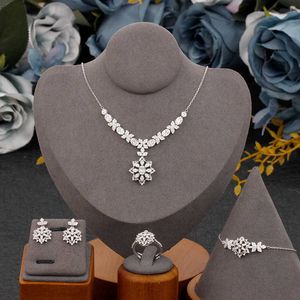 Braut Sprechen Zirkonia Trendy Beliebte Frauen Schmuck Set Für Hochzeit Super Qualität Geschenk Mode Halskette Ring Schmuck Set H1022