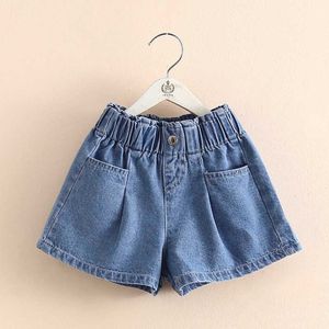 Yaz Moda Sevimli 3 4 5 6 7 8 9 10 11 12 Yıl Çocuk Cebi Pamuk Büyük Boy Bebek Çocuk Kızlar Için Gevşek Denim Şort 210529