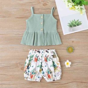 Flower Baby Suit Abbigliamento per bambini Abiti estivi Ragazza Kid Top + Short 2 pezzi 210528