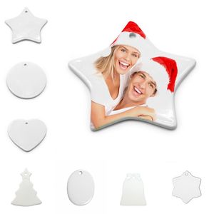 Sublimazione Ciondolo in ceramica vuota Moda Modelli fai-da-te Natale Matrimonio Capodanno Stampa a trasferimento termico Ornamento da appendere