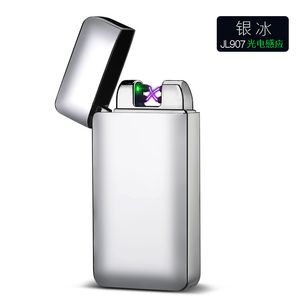 Green light double arc cigarette lighter smart induction USB charging type intelligent lighters super gift for friend men touch control red color blue gold A709030