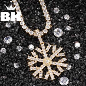 Altın Kar Taneleri toptan satış-Bling Kral Özel Noel Ağacı Kar Taneleri Kolye Hip Hop Tam Buzlu Kübik Zirkonya Altın Kaplama CZ Taş