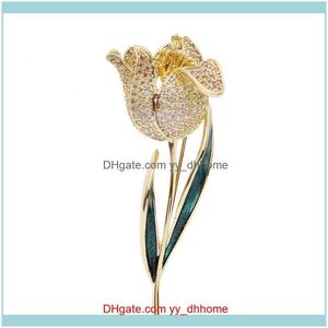 Pins, Brooches Jewelry High-End Luxury Temperament Womens Jacket Pin Aessories Elegant And Delicate Tulip Oil Brooch Custom Drop Delivery 20