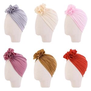 Miękki Solidny Kolor Dzieci Niemowlę Toddler Beanie Cap Spring New Newborn Cute Baby Flowers Bonnet Girls Elastyczne Kapelusze turbanu