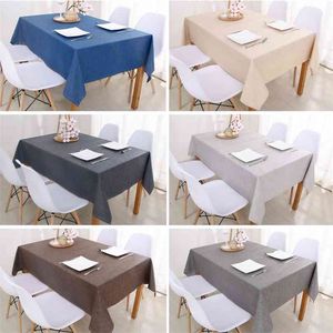 Decorative Table Cloth Rectangular cloths Dining Cover Solid Color Cotton Linen cloth 210626