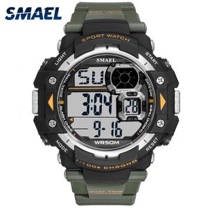 Wristwatches Mężczyźni Cyfrowe Zegarki Smael Marka Zegarek LED Big Dial Budzik Sport Waterproof1379b Army wojskowe
