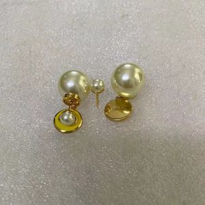 Dio d familj örhängen runt guldpläterade pärla guld örhängen kvinnliga smycken