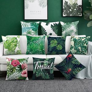 Almofada/travesseiro decorativo nórdico tropical floresta tropical capa de planta capa de almofada de linho de linho do sofá casa decoração de travesseiro decorativo