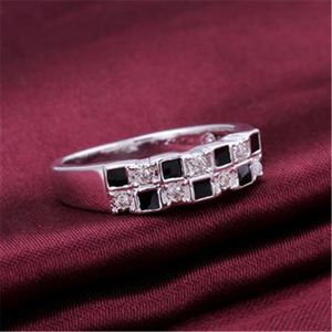 Anéis de casamento 925 Sterling Prata Top Quality Moda Jóias Mulheres Tamanho 7/8 Black Quadrado Zircon Engagement / Ring