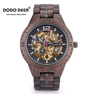 Relogio Masculino Men Watch Dodo Deer Drewno Automatyczne zegarki Spersonalizowane Customiz OEM Rocznicowy prezent dla niego grawerowanie