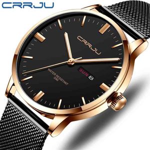 CRRJU Watches Men Slim Waterproof Watch Minimalist Quartz Wristwatch Fashion Calendar Display Luxury Watch Relogio Masculino 210517