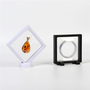 11*11cm 3D Floating Picture Frame Packing Boxes Jewelry Display Stand Ring Pendant Holder Protect Jewellery Stone Presentation Case