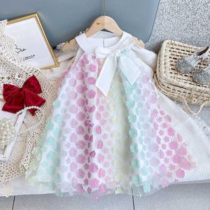 Flower Girl Dresses Fashion Design Baby Girl Dress Clothes Rainbow Colorful Toddler Girl Dress Clothes Forkids 2-7years Old 210715