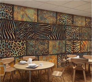 Benutzerdefinierte Papel de Parede 3D-Wandpapier Tierfell Textur Leopard Retro Restaurant Bar Hintergrund Wandpapier 3D-Wandbilder