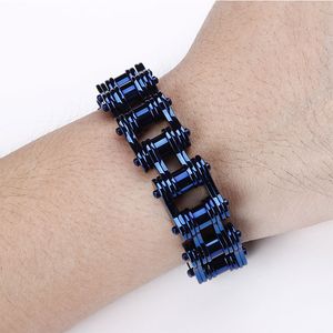 Mode Men Biker Tennis Chain Armband Bangles Man Punk Rostfritt Stål Svart Motorcykel Braclet Smycken Gåva 16mm Bredd Partihandel