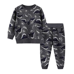 Jumping Meters Dinosaur Children's Clothing Sets Fashion Boys Girls Outfits Animals Print 2 pcs Sweatshirts Pants 210529