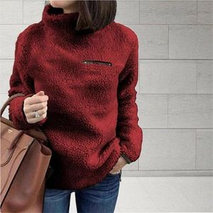 Blusas femininas outono o inverno feminino moda manga longa com gola alta do suéter casual Pullover de cor sólida PLUS TAMANHO PARA