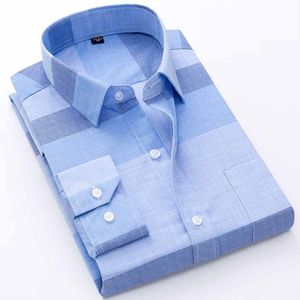 Striped Shirts Men Long Sleeve Casual Slim Twill Mens Shirt Long Sleeve Business Work Camisas Non Iron Chemise Homme (14+ Color) 210524