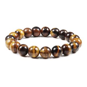 Trendiga Natursten Pärlor Tiger Ögon Armband Handgjorda Stretch Men Buddha Braclet för Yoga Meditation Smycken Homme 6mm 8mm 10mm x0706