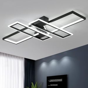 Deckenleuchten, LED-Kronleuchter, für Wohnzimmer, Schlafzimmer, Küche, Zuhause, moderne Lampen, Fernbedienung, schwarze rechteckige Leuchten