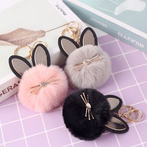 Moda Cute Plush Pompom Cat Head Brelok Puszyste Królik Futro Ball Animal Breloczek Akcesoria Ciężarowe Torba Samochodowa Wisiorek Biżuteria