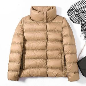 Vinter Oversize Duck Down Jacket Stand Collar Ultra Light Puffer Coat Kvinna Varm Casual Parkas Koreanska Outwear 210602