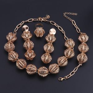Ohrringe Halskette Oeoeos Armband Ring Schmuck Sets Gold Nigerianer Hochzeit Afrikanische Perlen Set für Frauen Modeschmuck