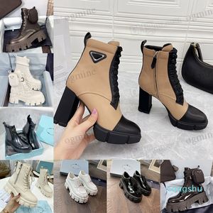 Damskie Designer Kostki Martin Classic Boot Wysokiej platformy antypoślizgowej Guma Heel Sole Nylon Combat Women Skórzane Buty Desert 11