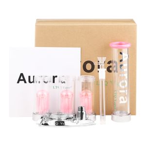 Original Aurora LTQ Vapor Detachable Hookahs 14mm Female With Triple Perc Pecolator Glass Bong Zinc Alloy Bottom LED Glow In The Dark Smooth Dab Rigs With Bowl WP2231