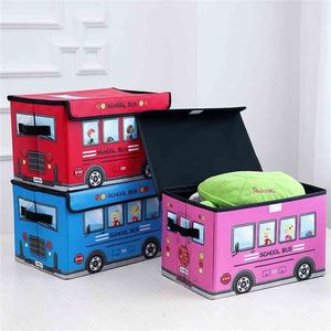 Storage Canvas with Flip-Top Lid for Children Room - Kids Collapsible Trunk Toy Baskets Bin Home Organizatio 210922