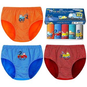 5pcs/box Boys Underwear Briefs Cotton Kids Quality Stretchy Cotton Striped Blue Panties Kids Clothes 1 to 12 Years Old OBU203111 211122